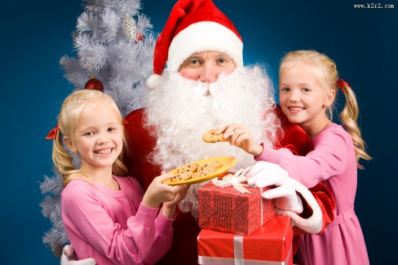圣诞老人和可爱儿童图片大全