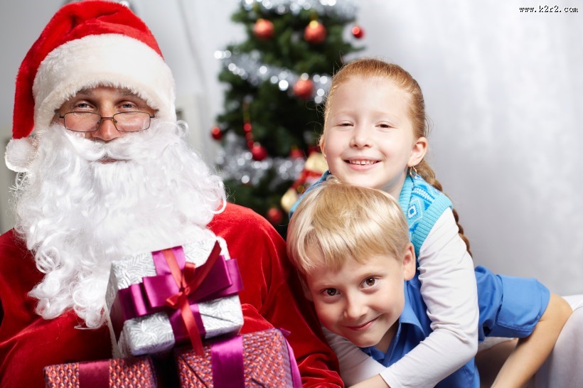 圣诞老人和可爱儿童图片大全
