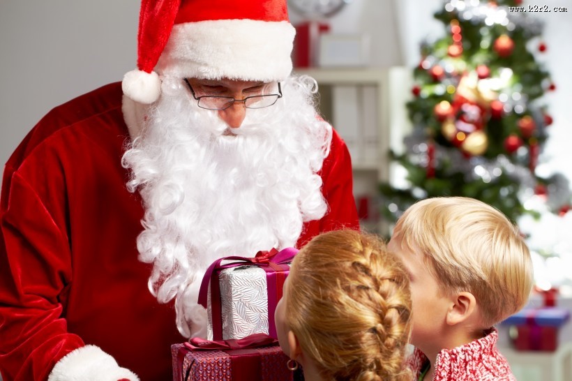 圣诞老人和可爱儿童图片大全