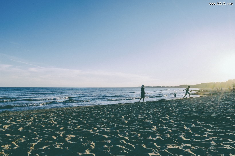 在海边的背影图片