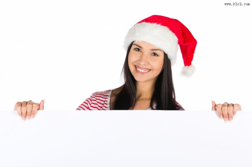 戴着圣诞帽的美女图片