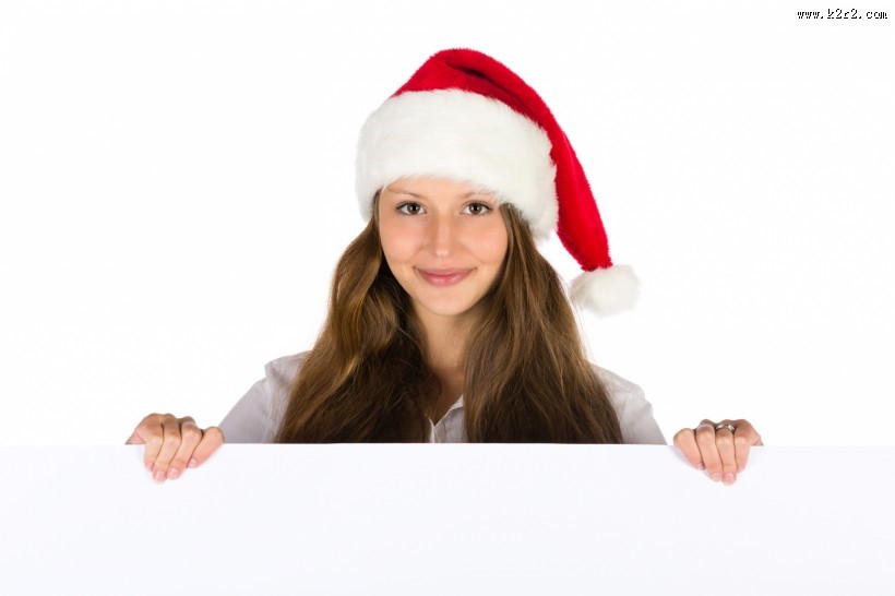 戴着圣诞帽的美女图片