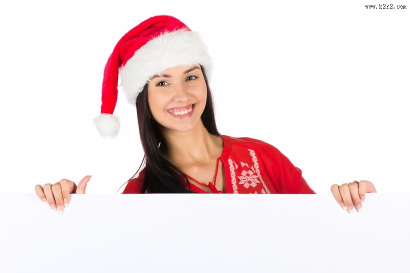 戴着圣诞帽的美女图片