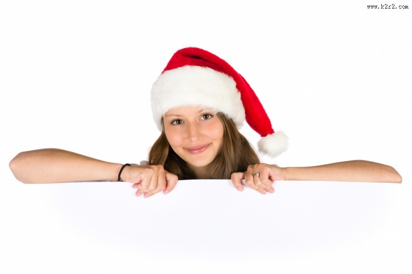 戴着圣诞帽的美女图片