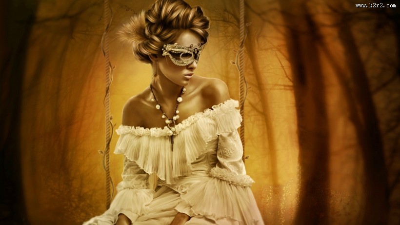 美丽的面具美女图片