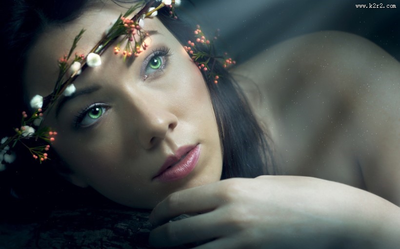 戴花环的美女图片大全