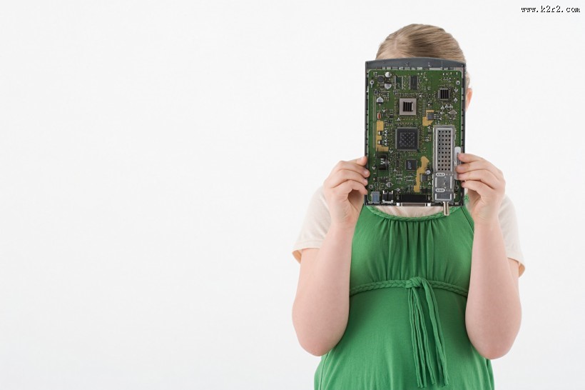 女孩和数码产品图片