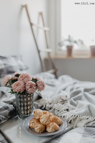 摆放在床上的泡芙图片大全