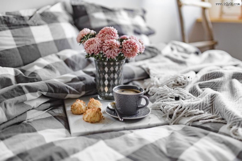 摆放在床上的泡芙图片大全