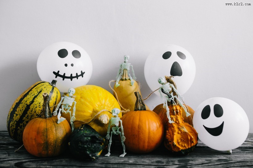 万圣节气球和南瓜的图片