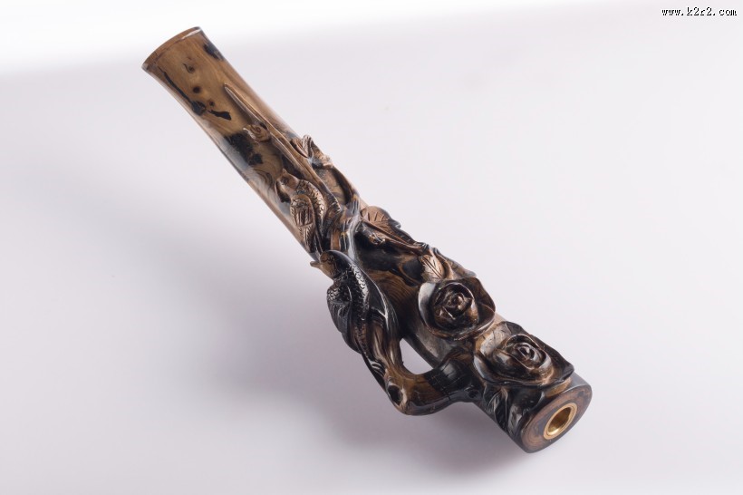 复古木质雕刻烟嘴图片