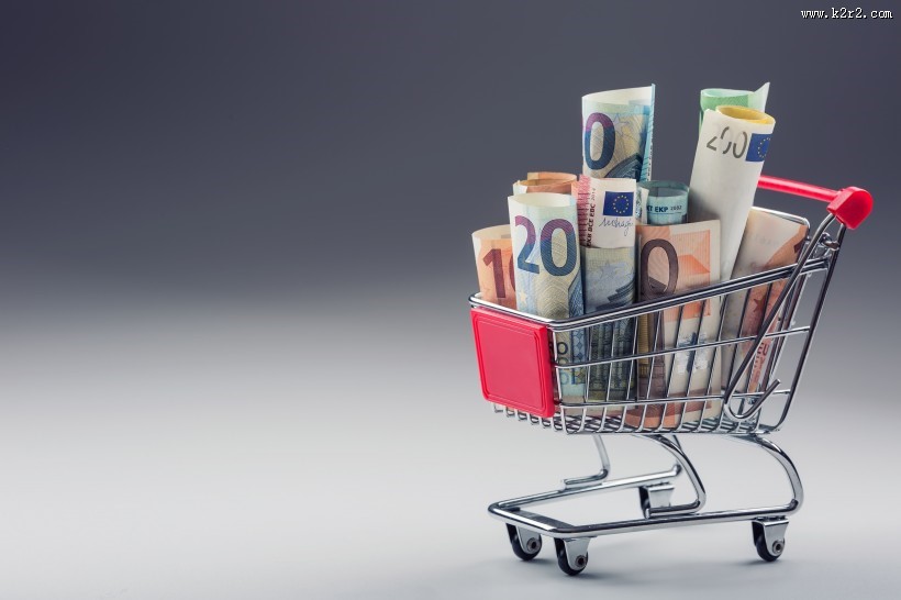 购物车与钞票图片