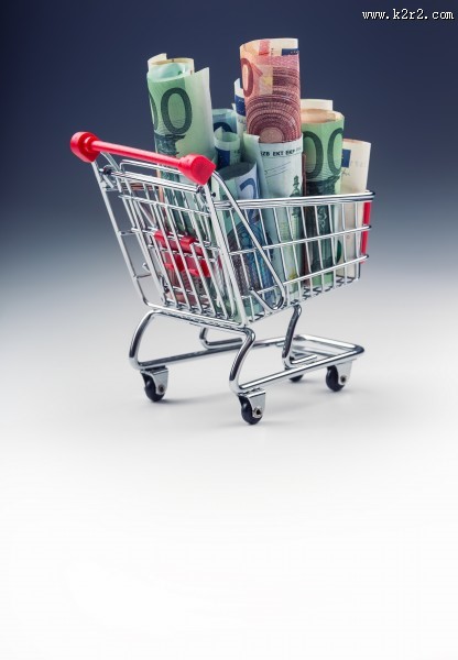 购物车与钞票图片