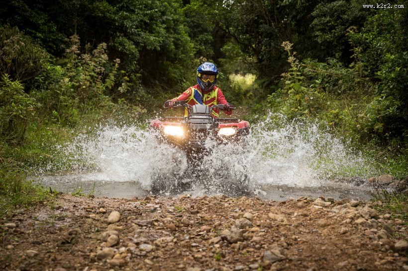林中竞技的四轮赛车驶图片