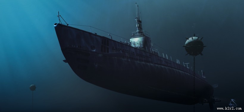 军事题材绘画-潜艇图片