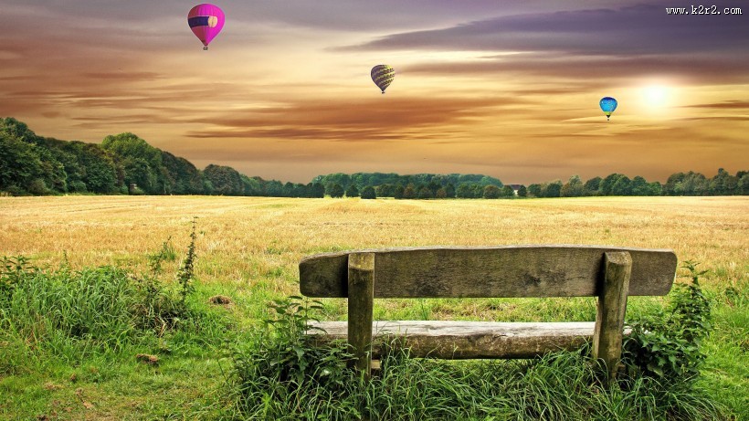 秋天公园里的长椅图片