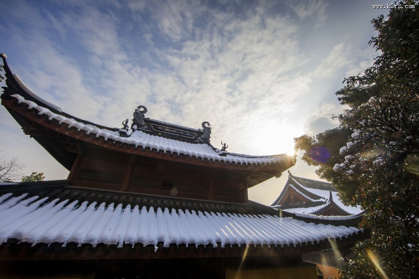 雪后古建筑图片