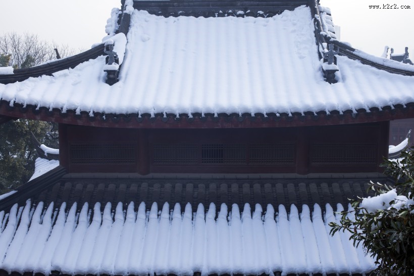 雪后古建筑图片
