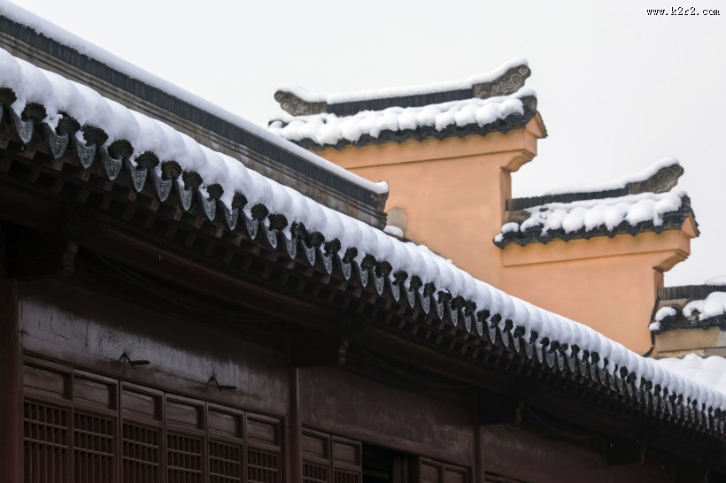 雪后古建筑图片