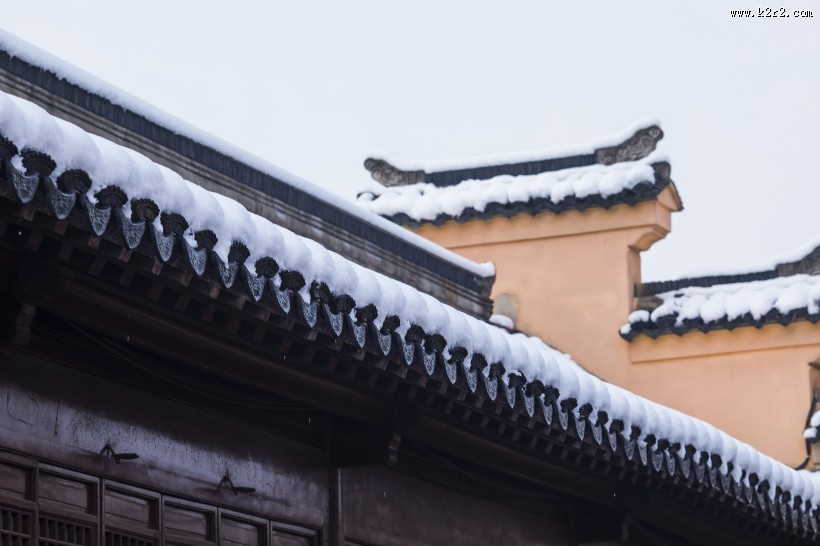 雪后古建筑图片