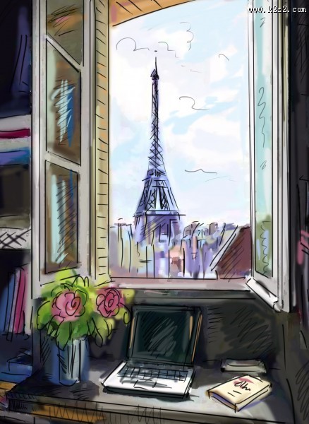 手绘速描建筑图片