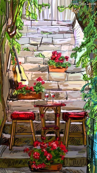 手绘速描建筑图片