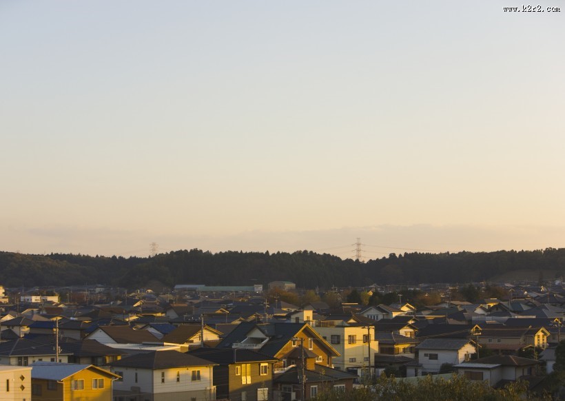 夕阳的城镇图片