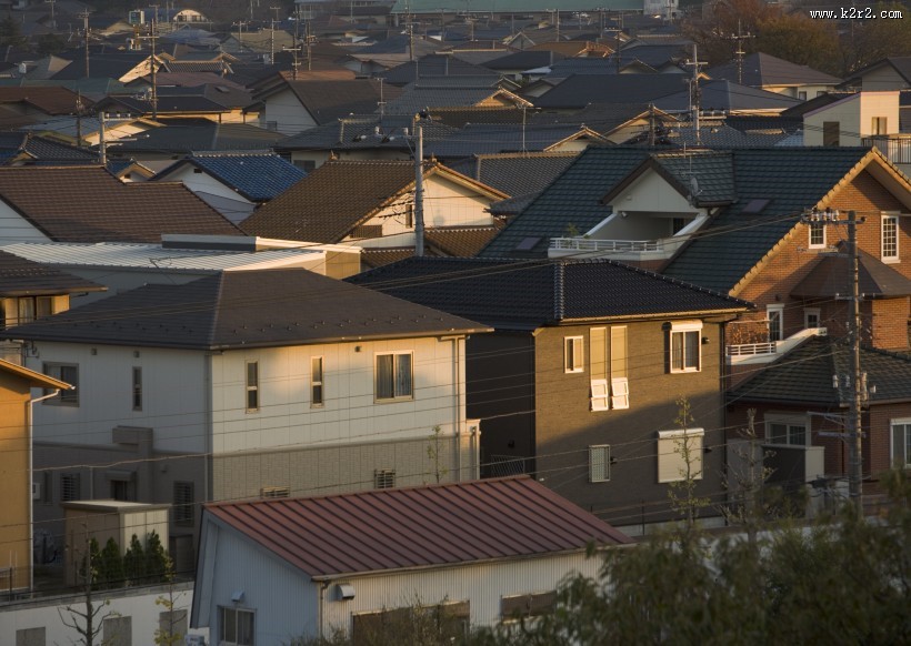 夕阳的城镇图片