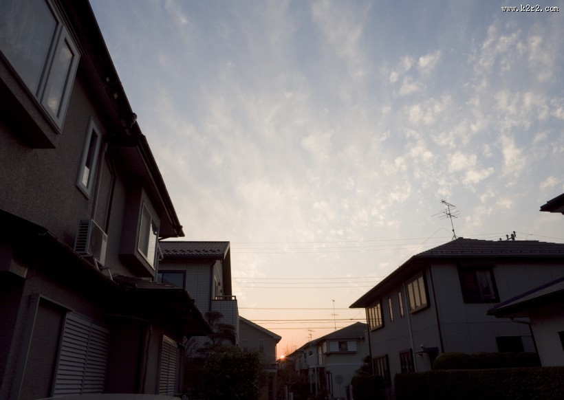 夕阳的城镇图片