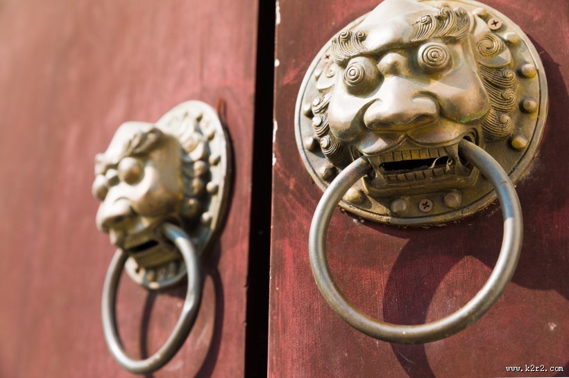 复古狮子门把手图片
