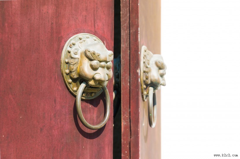 复古狮子门把手图片