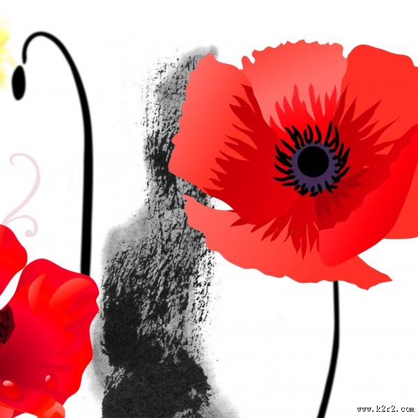 喜庆红色花朵三联画图片