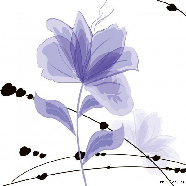神秘紫色花朵三联画图片