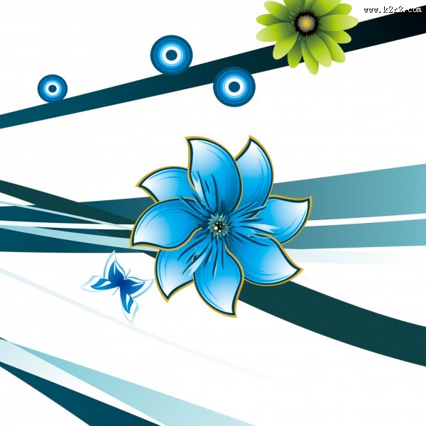 蓝色花朵三联画图片大全