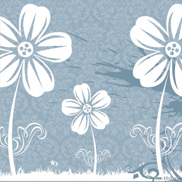 蓝色花朵三联画图片大全