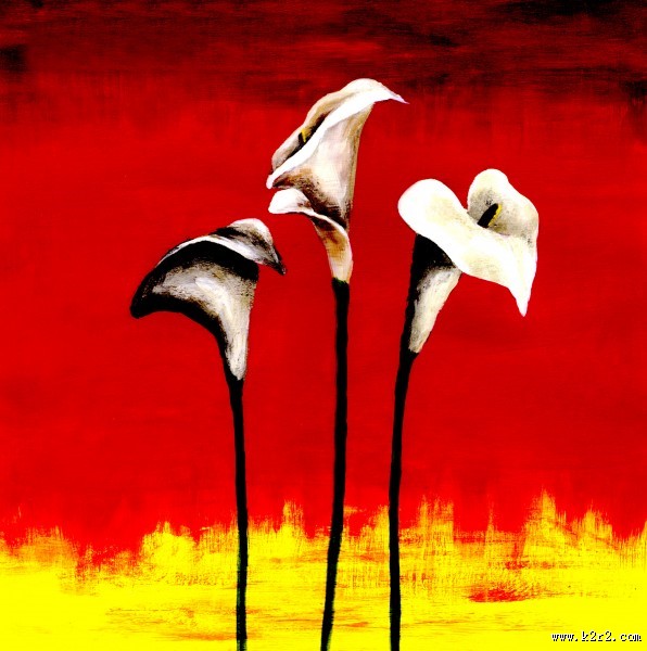 油画花朵三联画图片