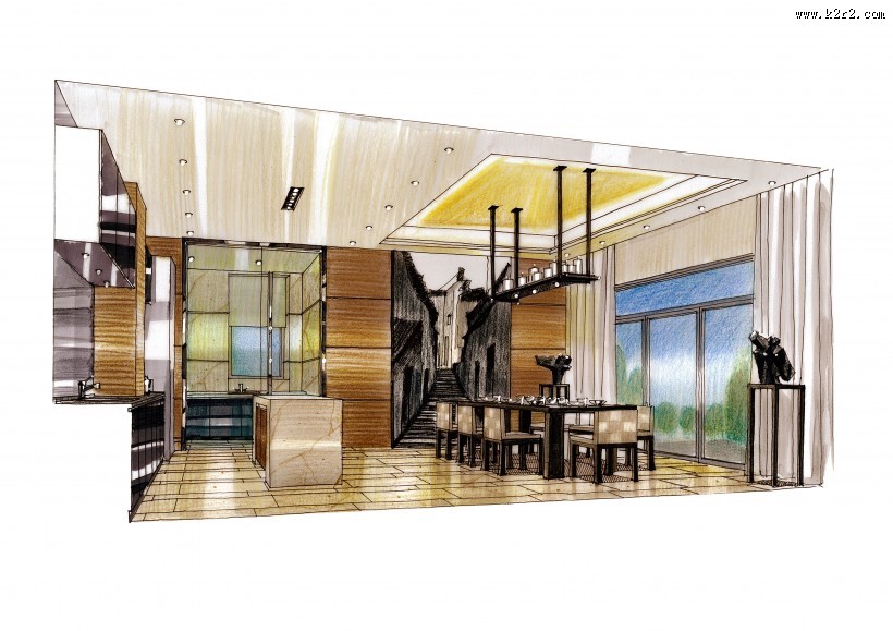 北京富力湾手绘透视图c1图片