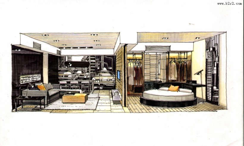 快速表现室内手绘作品图片