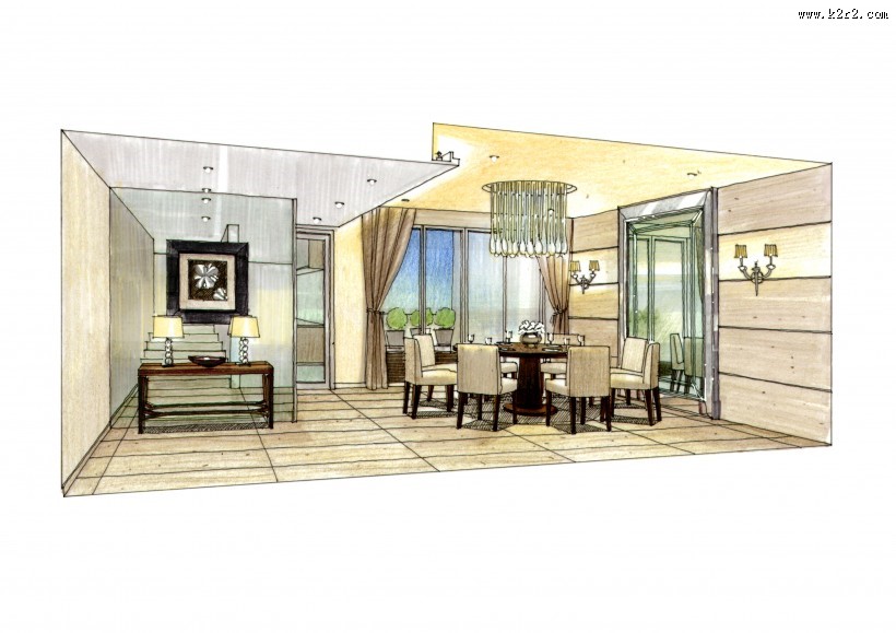 凯德置地佛山样板房b1手绘稿图片