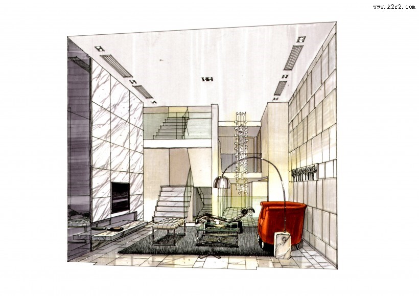 凯德置地佛山样板房b2手绘稿图片