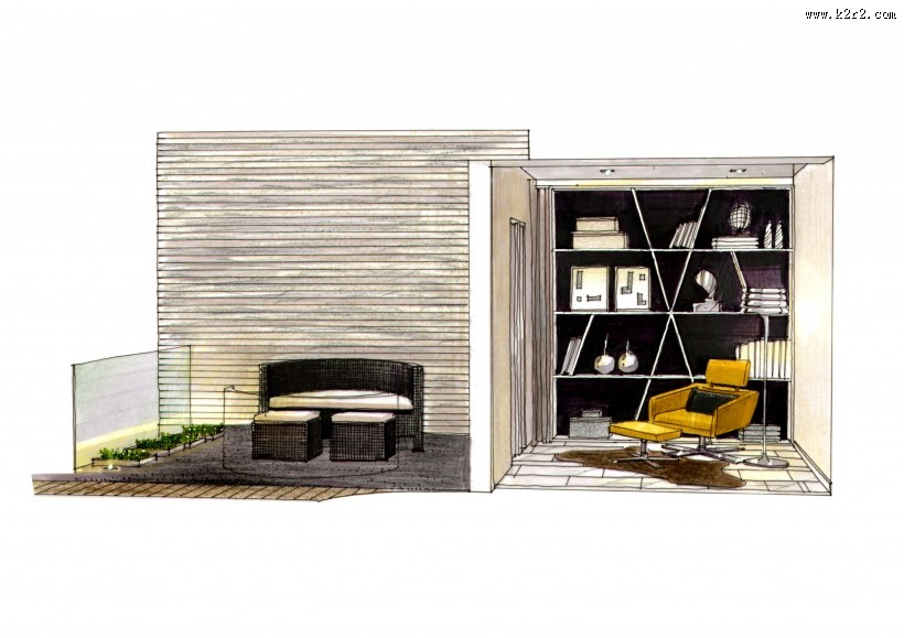 凯德置地佛山样板房b2手绘稿图片