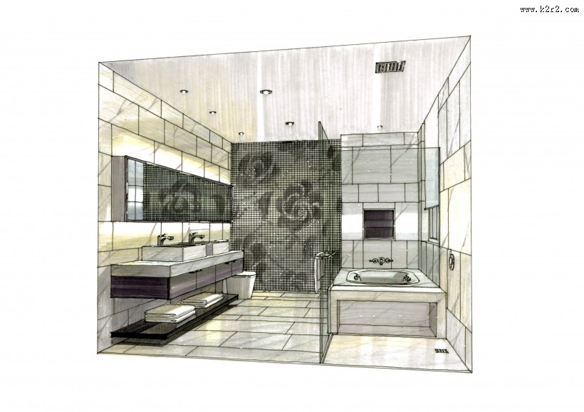 凯德置地佛山样板房b2手绘稿图片