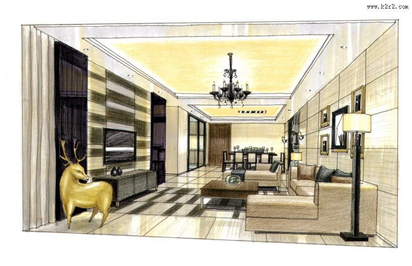 中海花城湾室内设计手绘图片