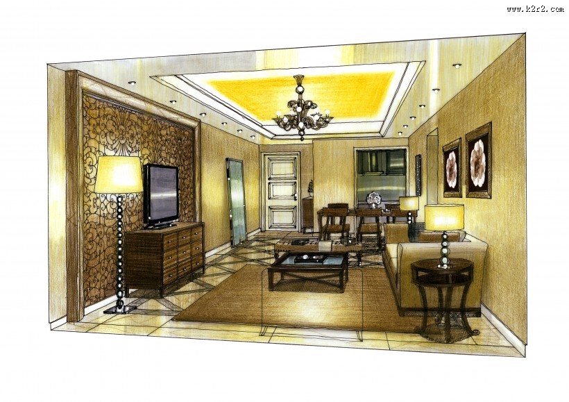 合景上城湾畔室内设计手绘图片