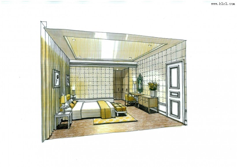 比华丽山别墅室内设计手绘图片