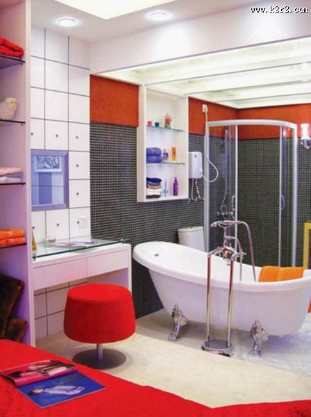 热情红色系卫生间设计图片