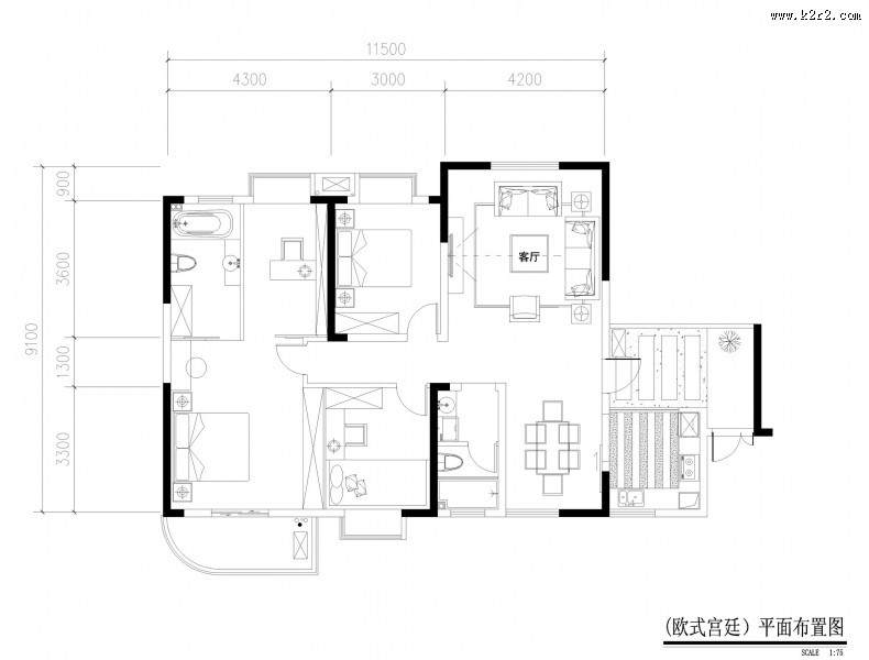 光谷世界城加州阳光样板间之“金”设计图片