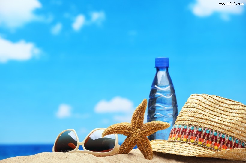 唯美海滩物品图片