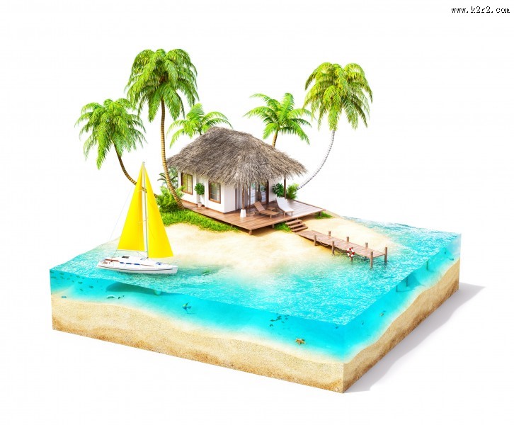 精美立体小岛景色图片