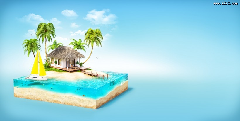 精美立体小岛景色图片